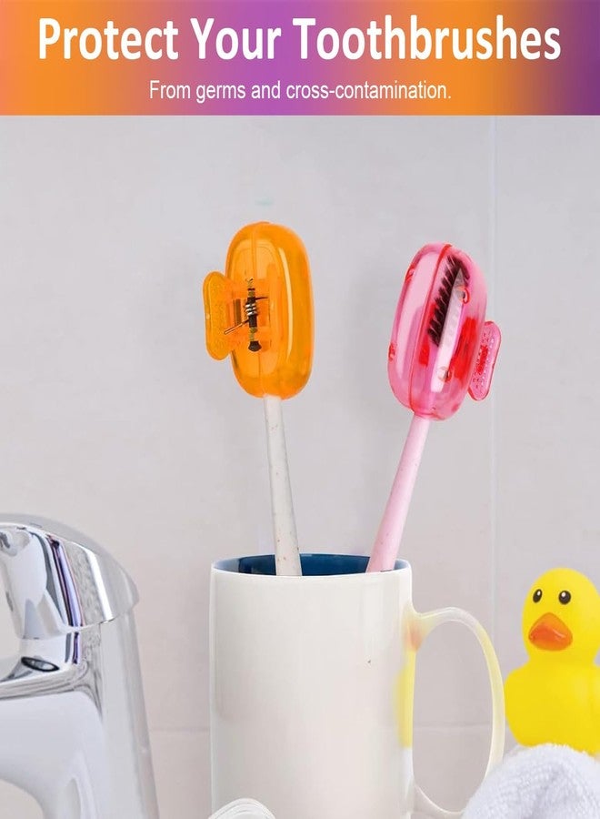 ZIBUYU® 4Pcs Toothbrush Cap Clip Travel Toothbrush Head Hygiene Protection Dustproof Cover Universal 1.8'' Toothbrush Head Protector Compatible with Kids and Adult Toothbrushes for Safe Storage - Image 4